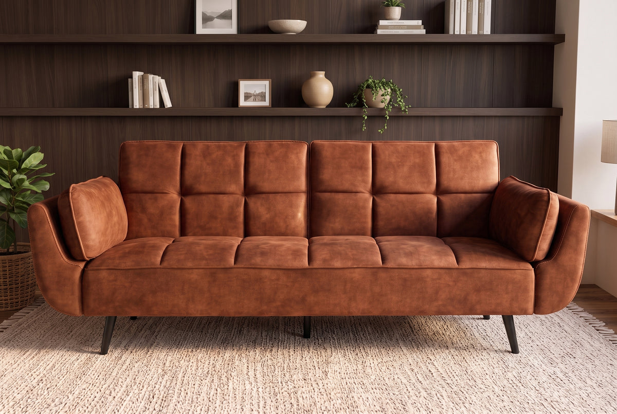 Schlafsofa BOUTIQUE 215cm 3-Sitzer Samt Rostbraun