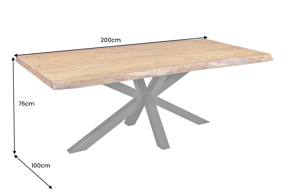 Dining table MAMMUT 200cm acacia wood 50mm natural brown