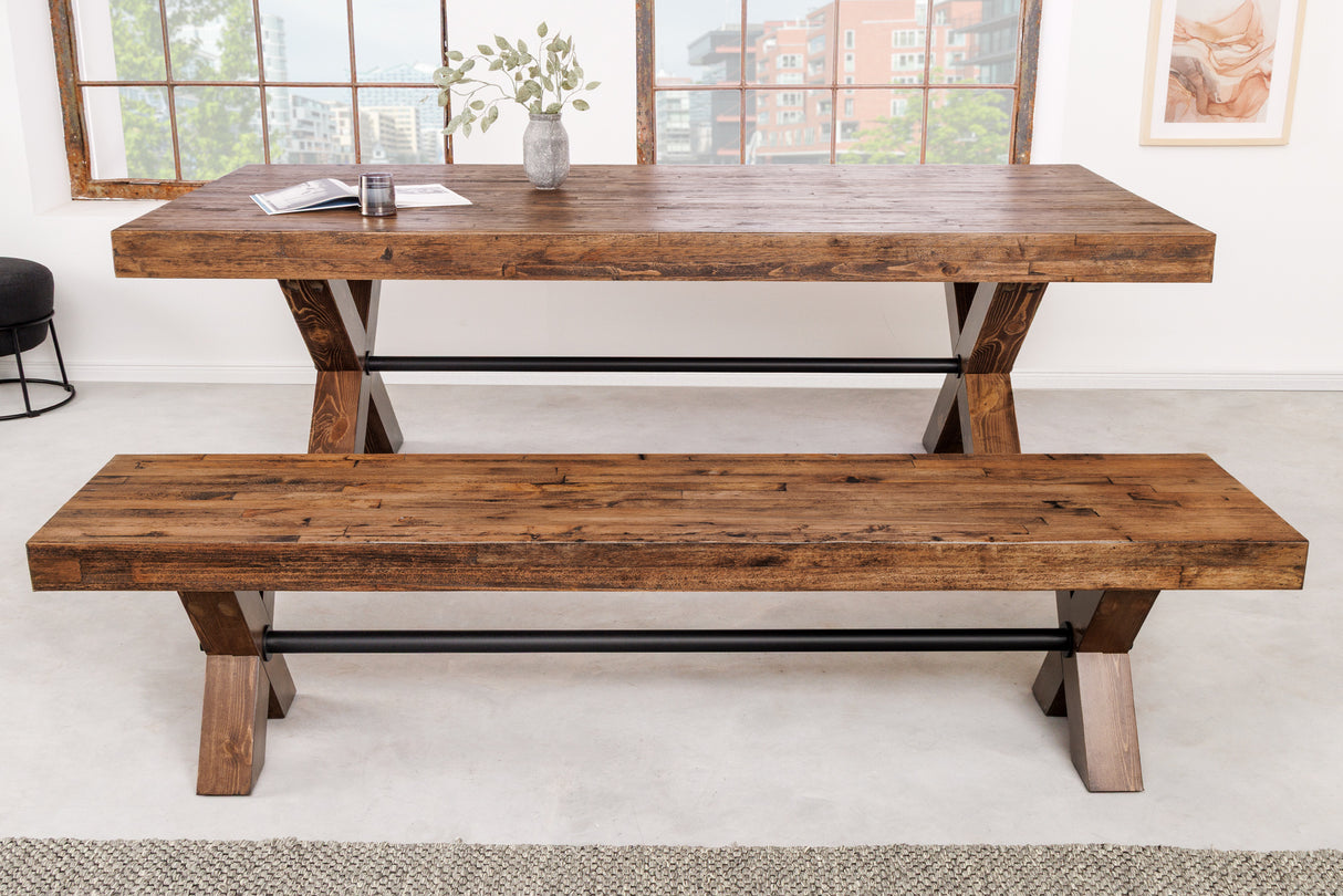 Bank GOLIATH 180cm Kiefernholz natur schwarz