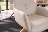 Swivel chair ALMARA 360° auto-return w/ armrests pocket spring core leather beige sand