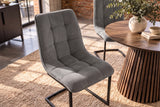 Cantilever chair MIAMI square quilting cord grey w/ black metal frame