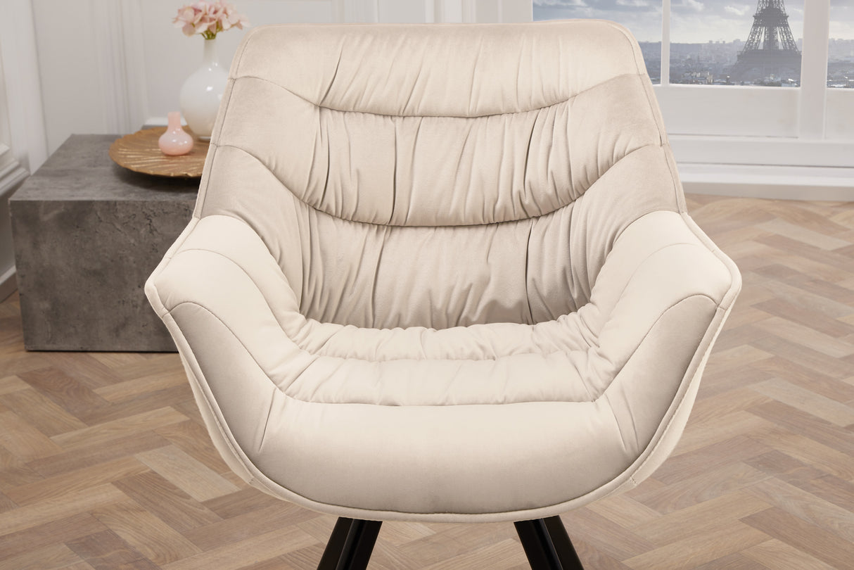 Swivel chair THE DUTCH COMFORT rotatable 180° champagne beige black legs