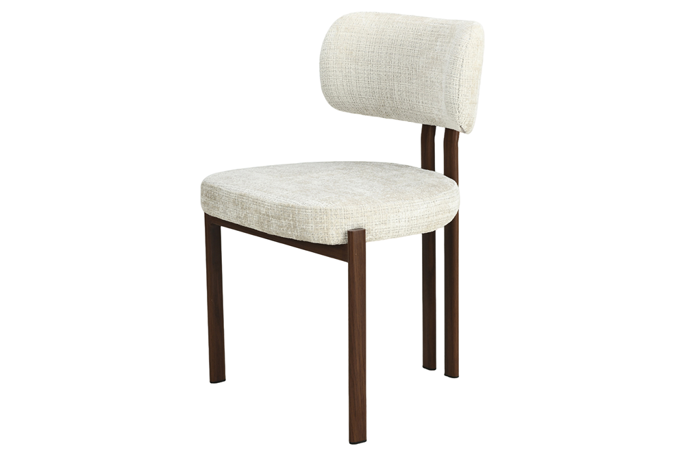 Stuhl BELLANO Chenille cremig beige nussbaumfarben