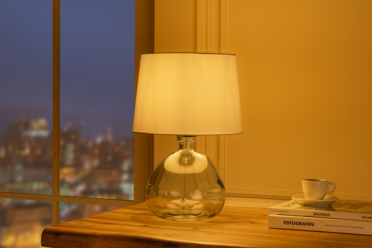 Table lamp CLASSIC 40cm white lampshade recycled glass