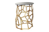 Side table LIQUID GEOMETRIE 50cm tempered black glass gold