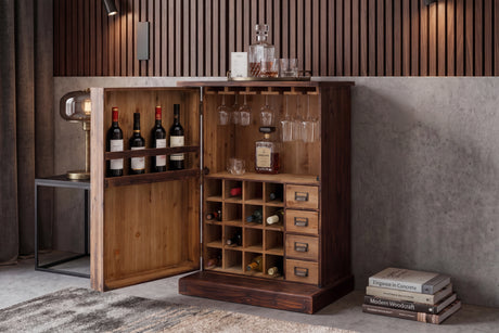Bar cabinet BODEGA 90cm pine wood natural