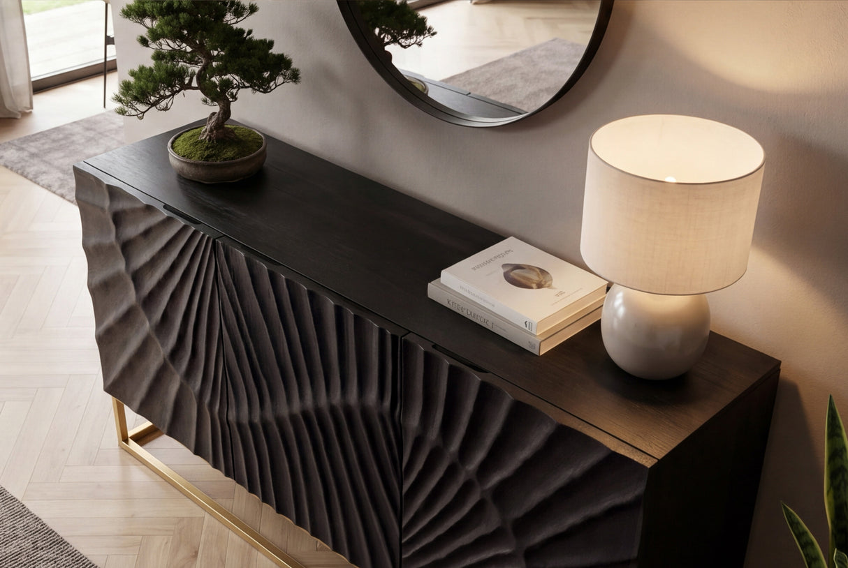 Sideboard SCORPION 140cm 3D mango schwarz