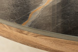 Dining table UNIQUE 200cm oval frame walnut wood verneered ceramic grey marble top