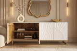 Sideboard SCORPION 180cm 3D Mangoholz weiß gold