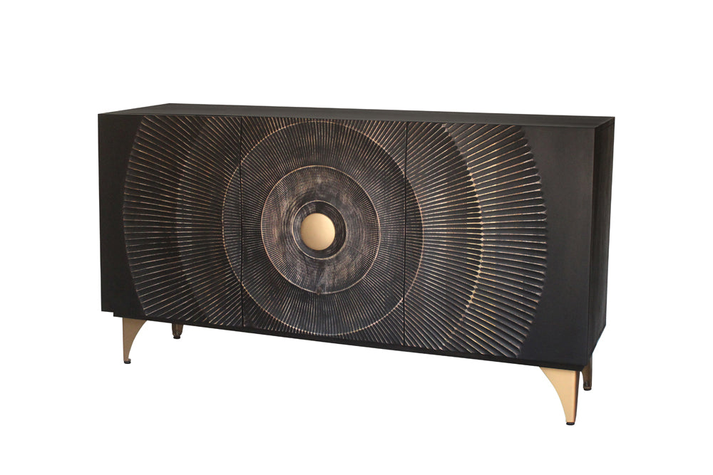 Sideboard GOLDEN SUNSET 140cm 3D mango wood black