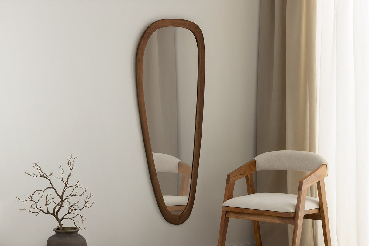 Wall mirrow ORGANIC 165cm massive wood walnut look