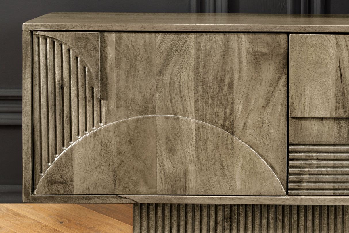 TV Board ART DECO 200cm 3D mango wood grey