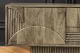TV Board ART DECO 200cm 3D mango wood grey