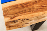 Coffee table LIQUID 110cm acacia wood blue epoxy strip