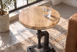 Beistelltisch ENGINEER 30cm höhenverstellbar Mangoholz natur mit schwarzem Gestell - Industrial Design