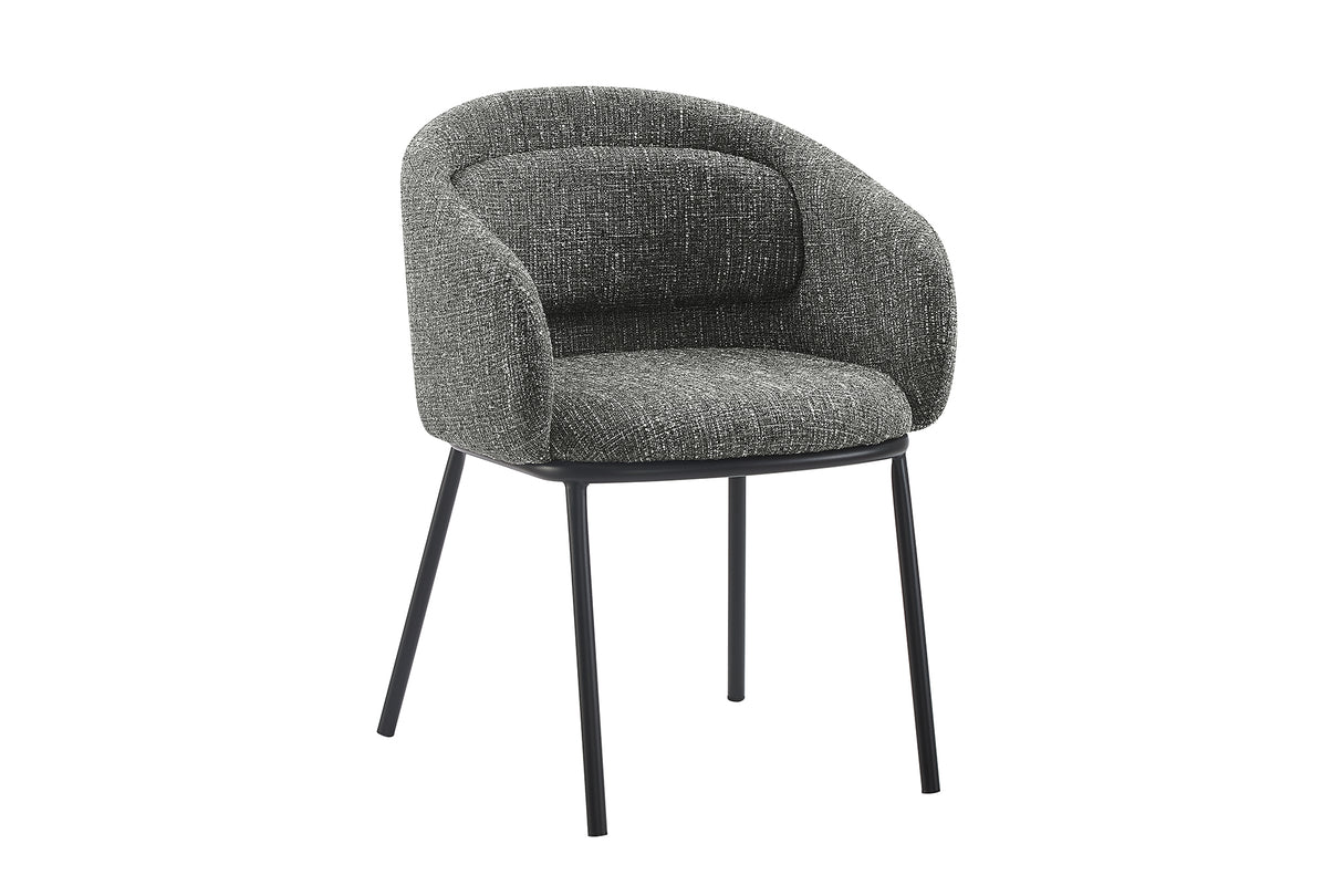 Chair FLORENZ w/ armrests textured fabric grey and black metal frame