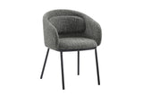 Chair FLORENZ w/ armrests textured fabric grey and black metal frame