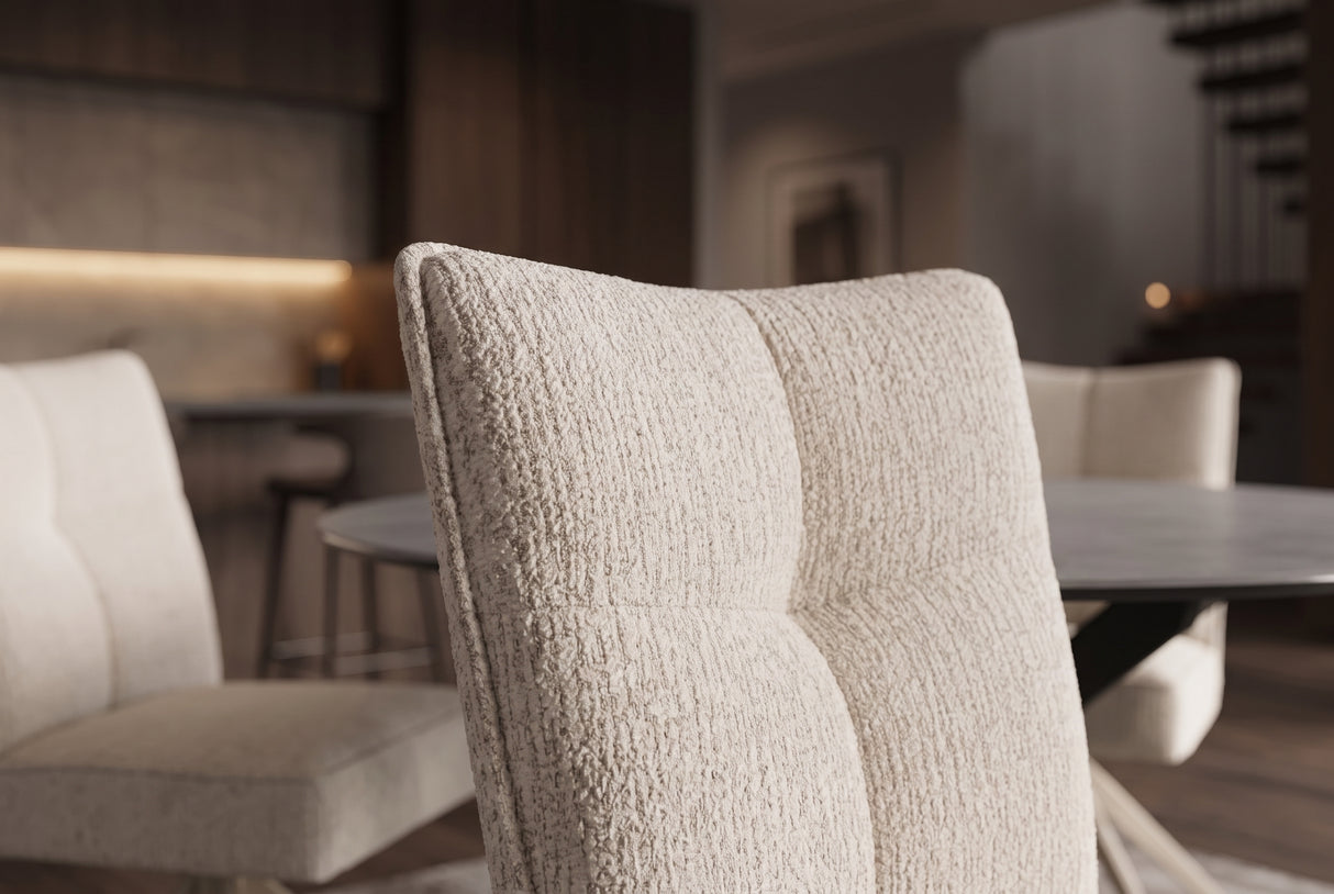 Swivel chair LUGANO 360° auto-return spring core chenille tweed beige