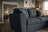 Schlafsofa APARTMENT 245cm 3-Sitzer mit Ottomane und Stauraum Strukturstoff grau