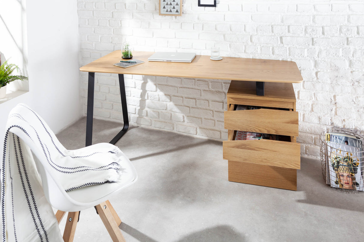 Desk STUDIO 160cm oak-look w/ cabinet