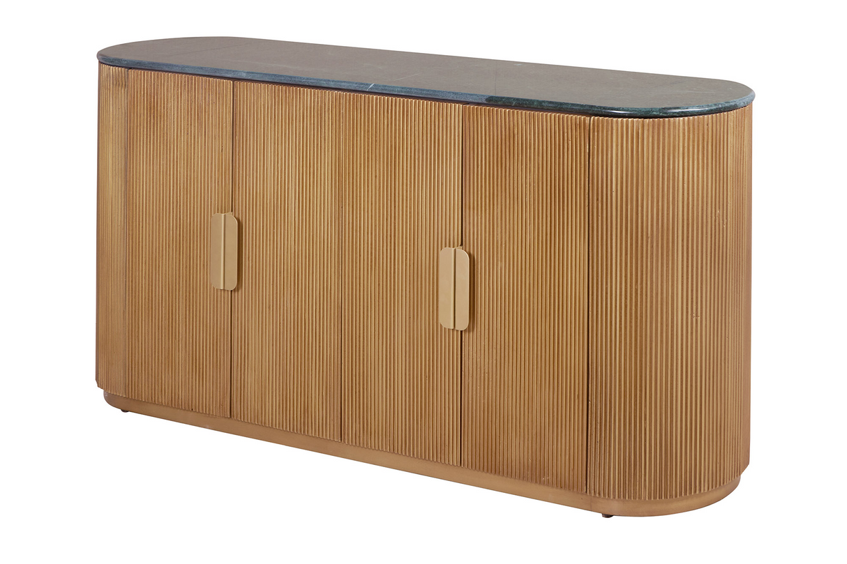 Sideboard VENEZIANO 170cm Mangoholz und Marmorplatte grünbraun