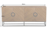 Sideboard GRANDEZZA 180cm walnut wood look w/ black metal frame