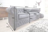 Sofa CHESTERFIELD 3-seater microfibre antique grey