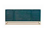 Sideboard VULCANO 180cm 3D front mango wood turquoise w/ gold metal frame