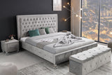 Bed EXTRAVAGANCIA CHESTERFIELD 180x200cm velvet silver grey