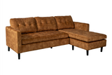 Corner sofa STOCKHOLM 220cm 3-seater w/ ottoman button tufted look velvet mustard yellow