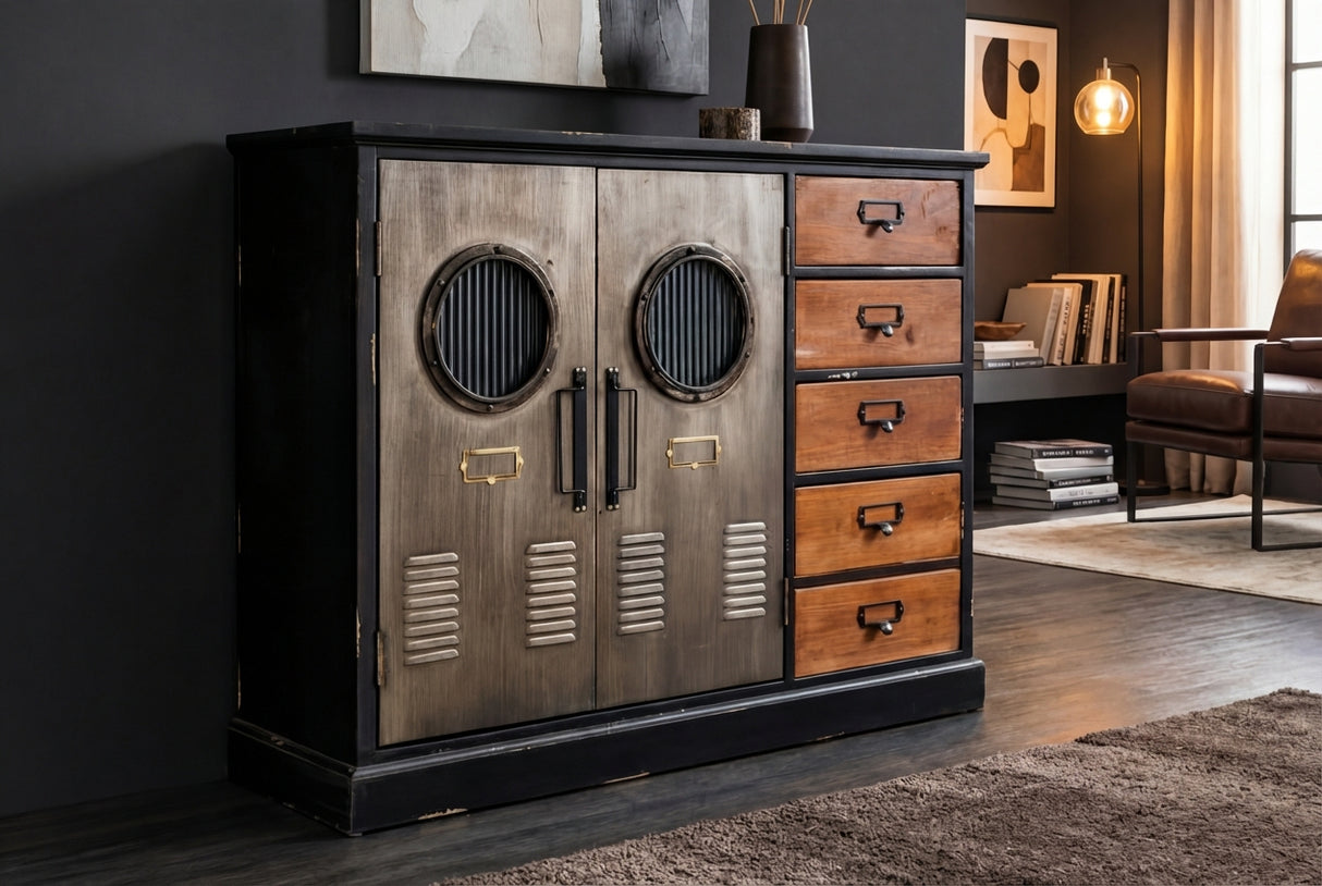 Sideboard NAUTILUS 105cm Kiefernholz Vintage Braun