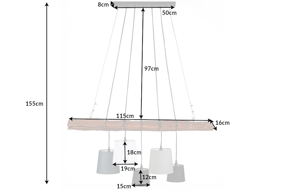 Pendelleuchte LEVELS 115cm Treibholz ohne Lampenschirme