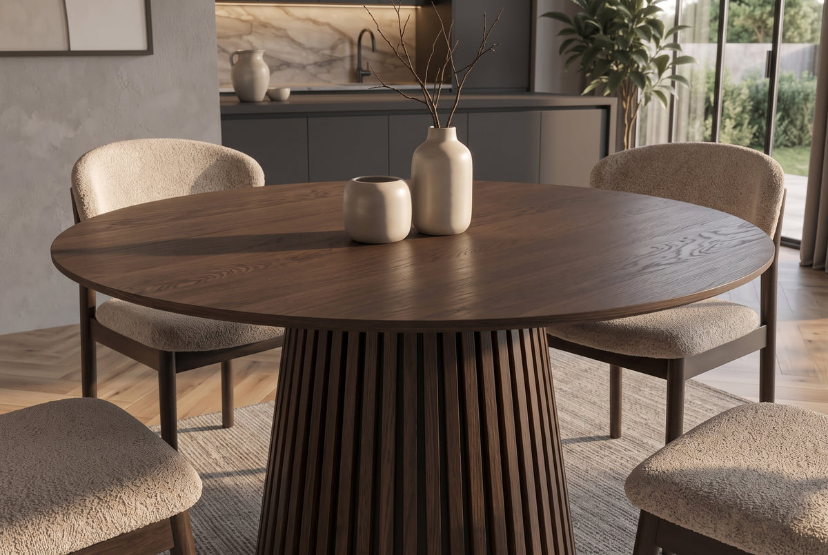 Esstisch VALHALLA WOOD Ø 120cm rund Eichenholz furniert Rauchbraun