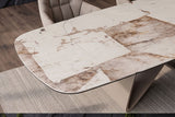 Dining table INFINITY 180-220-260cm boat-shaped extendable italian patagonia ceramic white brown