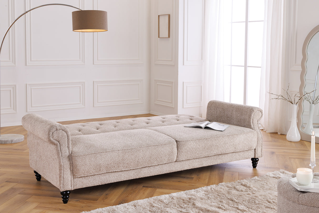 Schlafsofa MAISON BELLE AFFAIRE 220cm Bouclé Greige