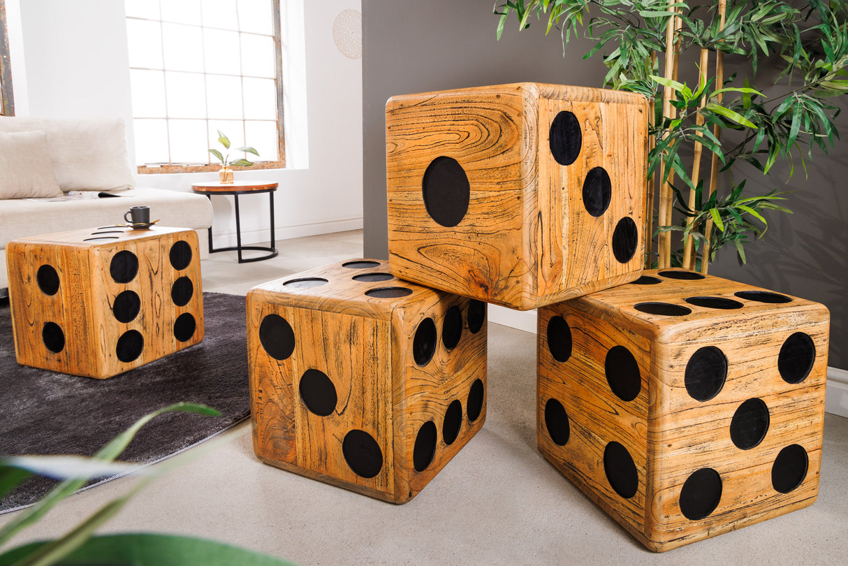 Side table stool CUBE 40cm mindi wood natural