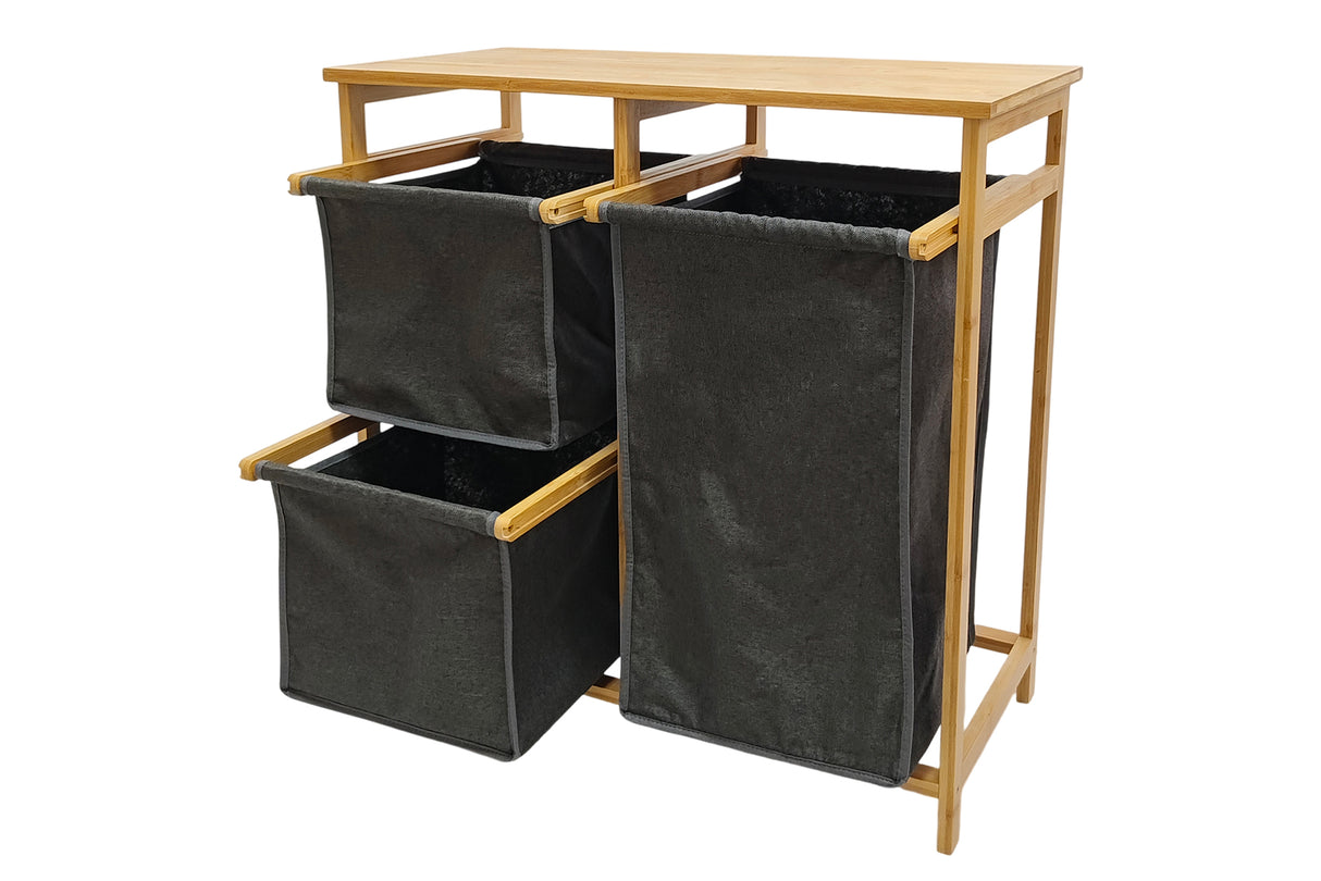 Laundry basket LAGOON SPA 70cm bamboo natural dark grey
