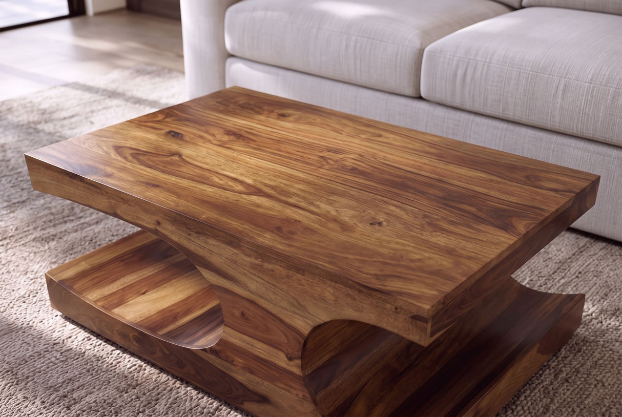 Coffee table GOA 120cm w/ storage space sheesham wood brown