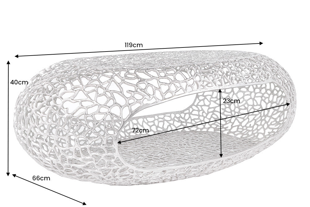 Coffee table ORGANIC LEAF 120cm silver