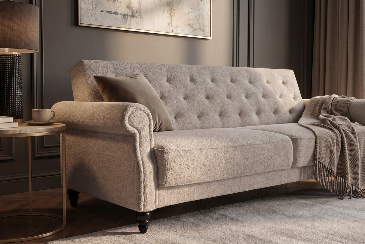 Schlafsofa MAISON BELLE AFFAIRE 220cm Bouclé Greige