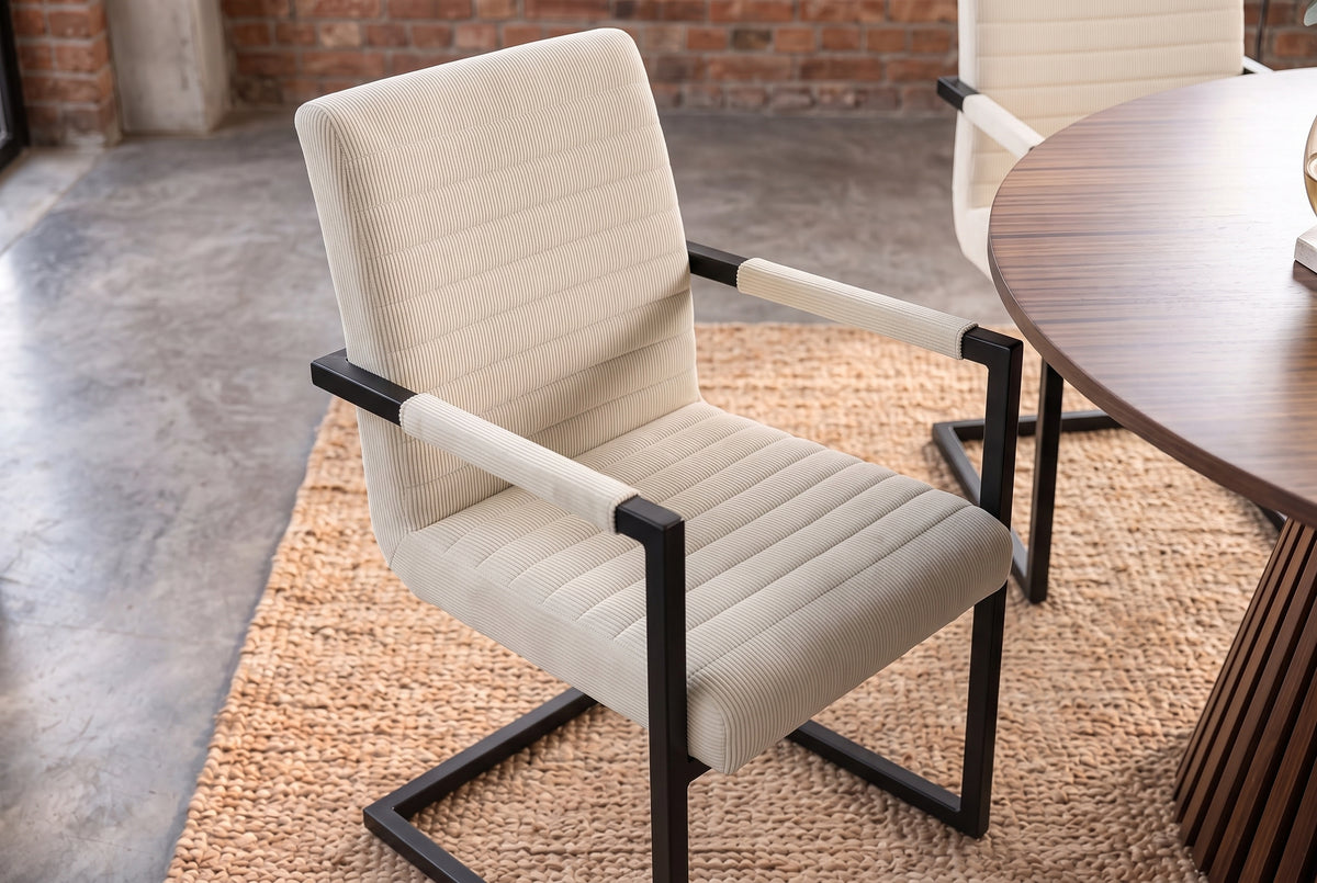 Cantilever chair LOFT w/ armrests cord beige metal frame black