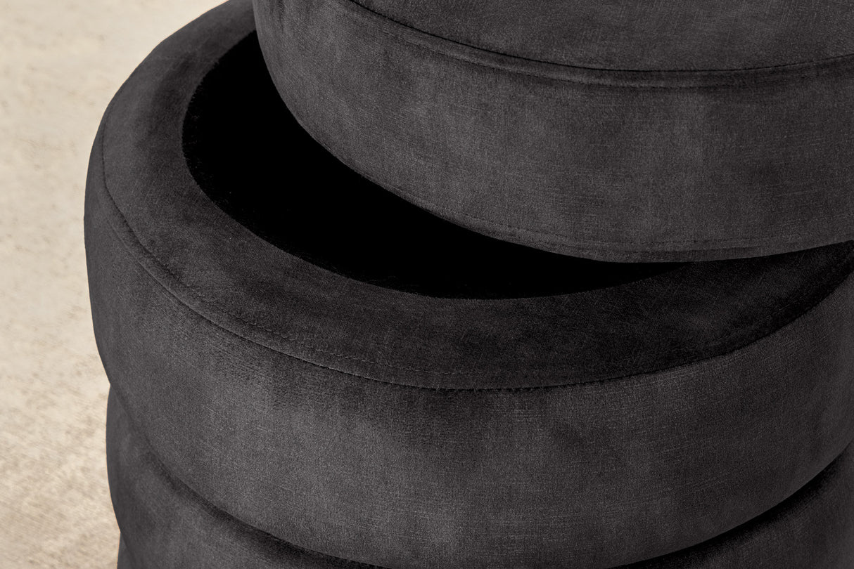 Hocker VOQUE 50cm Samt grau mit Stauraum