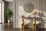 Console PANTHER 105cm gold metal w/ marble top