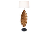 Stehlampe LEAF 130cm /w Stoffschirm Teakholz weiß natur