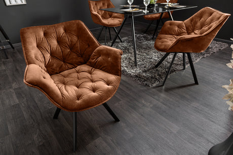 Drehstuhl THE DUTCH COMFORT 180° drehbar mit Armlehnen Samt rostbraun