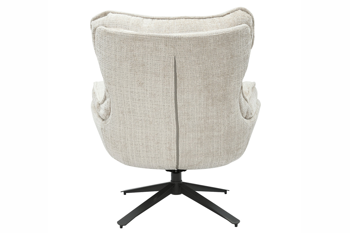 Sessel CLOUD 360° drehbar Strukturstoff champagnerbeige mit schwarzem Metallgestell