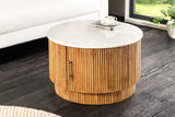 Couchtisch TRES CHIC Ø 60cm rund Mangoholz natur mit weißer Marmorplatte