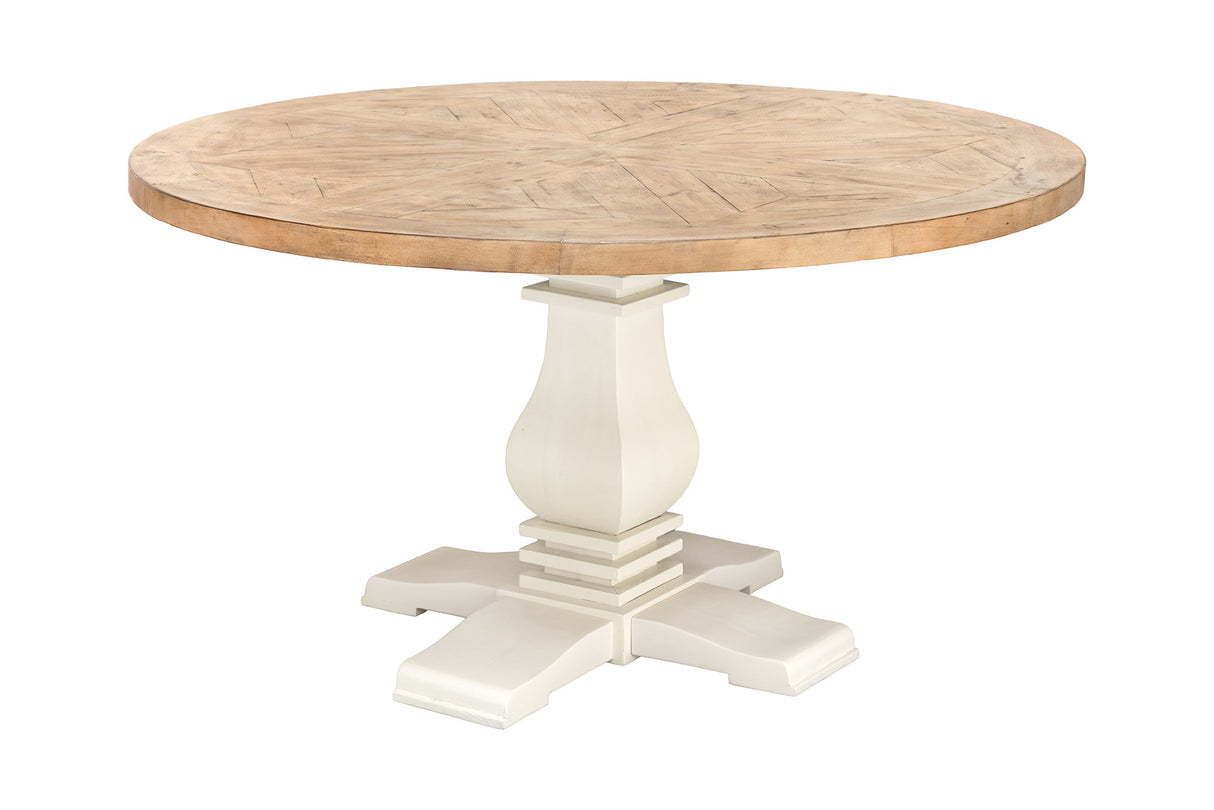 Esstisch HAMPTONS 120cm rund recyceltes Kiefernholz hellbraun cremefarben