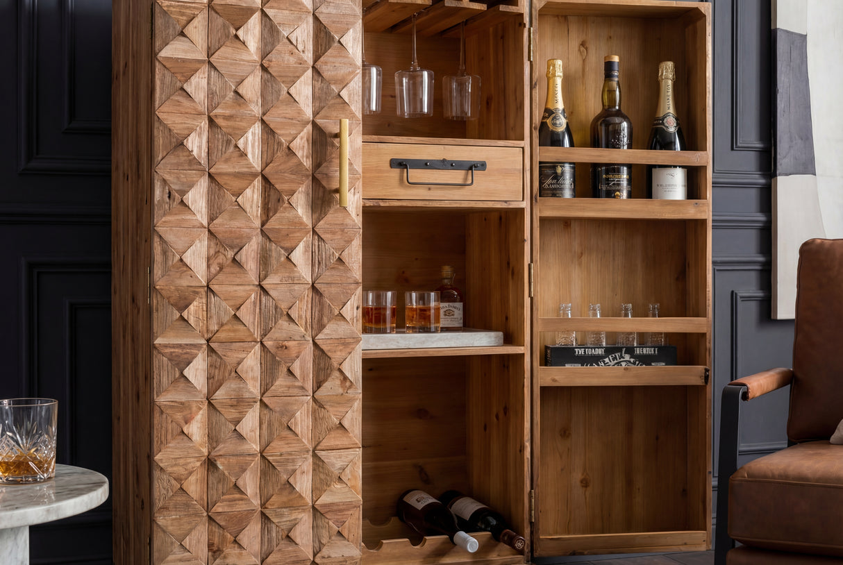 Barschrank BODEGA 120cm Kiefer Naturholz