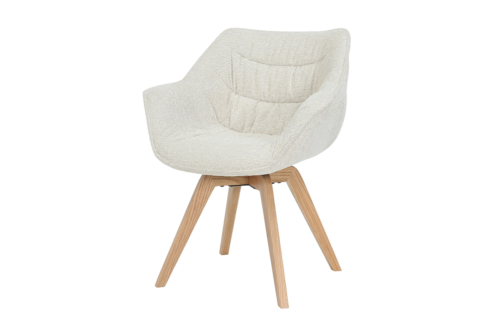 Sessel THE DUTCH COMFORT 180° Auto-Rückholfunktion m. Armlehnen Bouclé-Tweed weich beige natur
